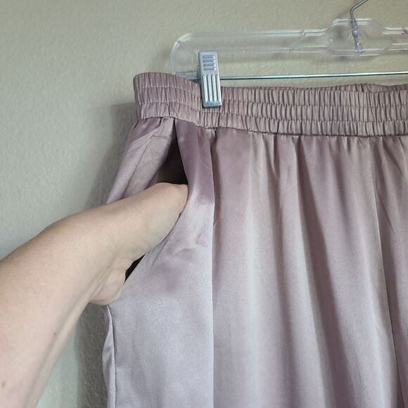 jason wu silky lounge pants metallic tan satin elastic waist size XL - Picture 4 of 7
